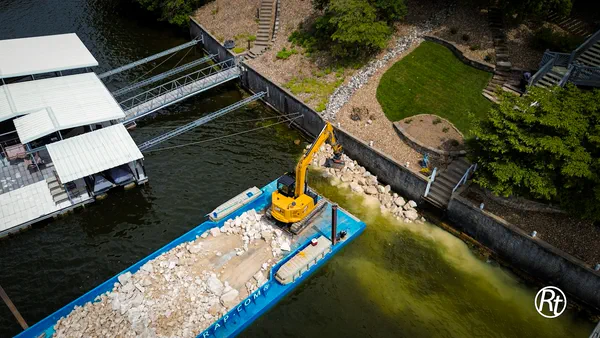 Rip rap shoreline protection installed along a lakefront